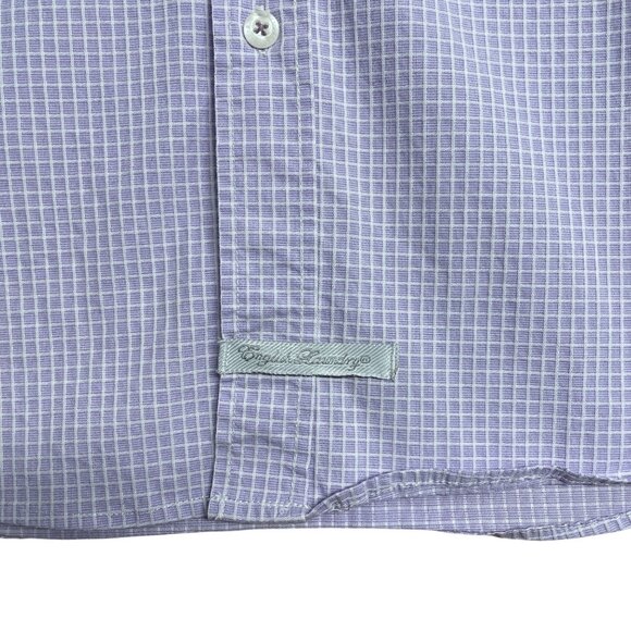 ENGLISH LAUNDRY DRESS SHIRT CHECK TEXTURED FLIP CUFF MENS SIZE 17.5 34/35 PURPLE - Picture 6 of 12